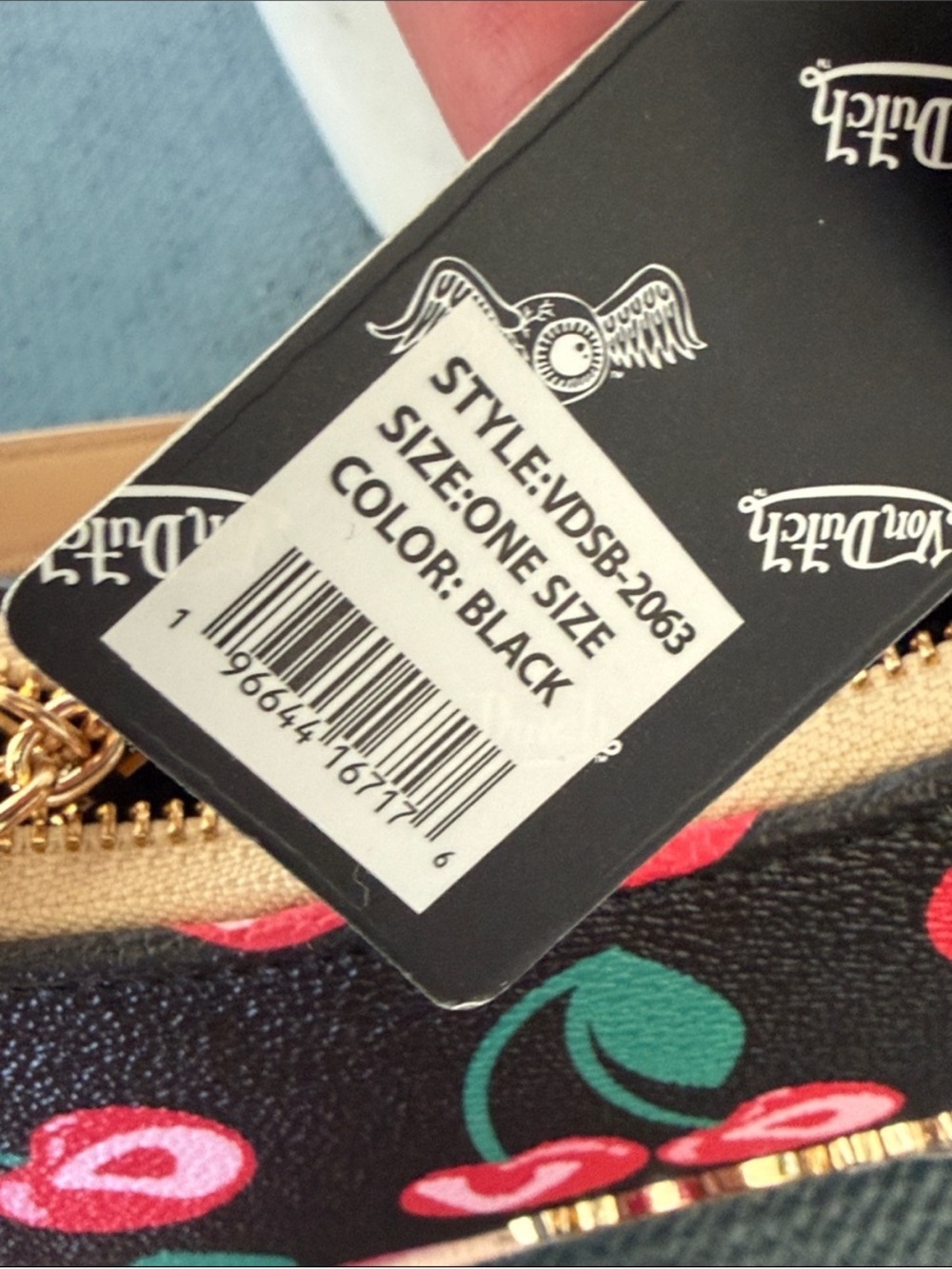 Von Dutch- NWT! Black Cherry Print Mini Shoulder Bag - Picture 9 of 9